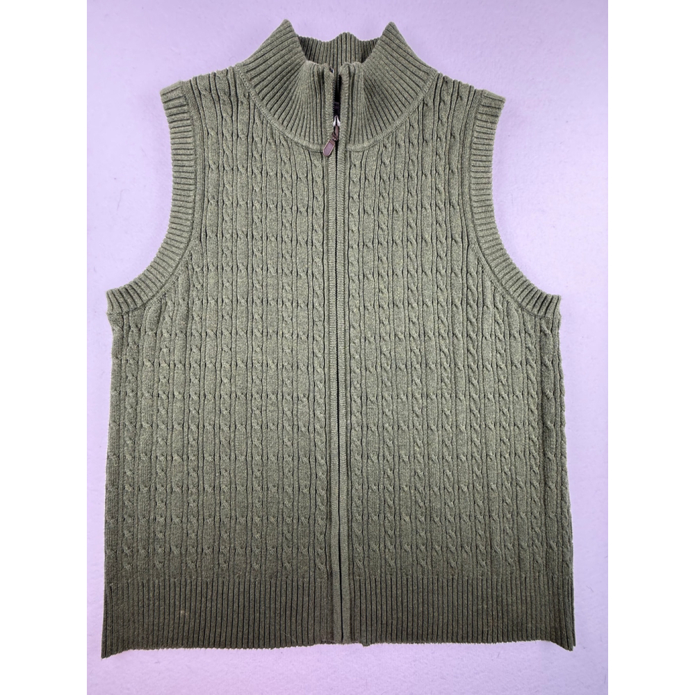 Pendleton Green Cable Knit Full Zip Sweater Vest XL